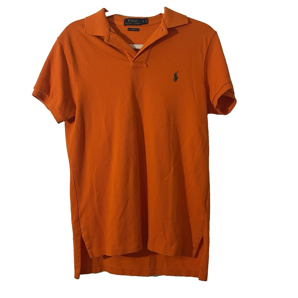Polo Ralph Lauren Shirt Men's Small Classic Fit Orange Short Sleeve Cotton Polo‎